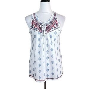 Retrology Red White And Blue Sleeveless Top Floral Print, Size XS